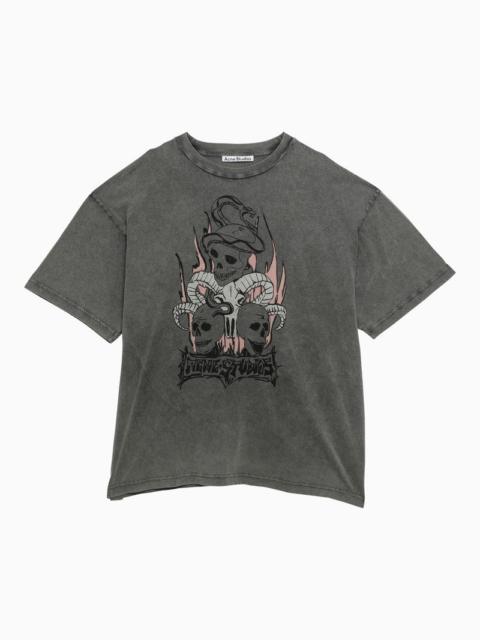 Acne Studios Faded Black Cotton T-Shirt With Logo Men