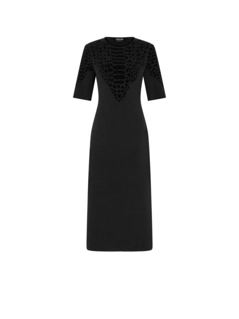TOM FORD SILK CHENILLE EMBOSSED PYTHON CREWNECK DRESS