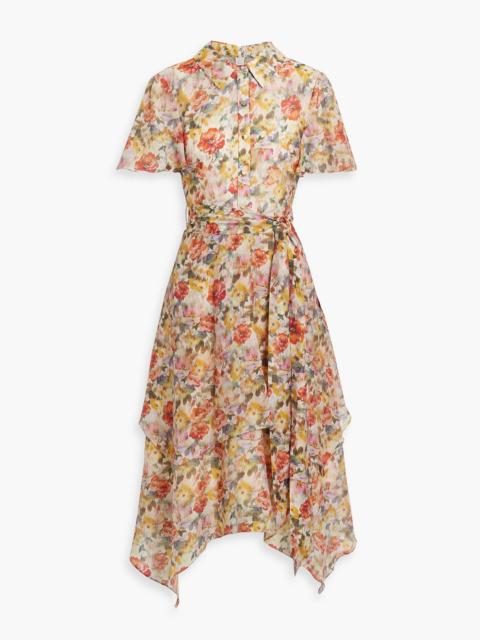 Other Designers Belted floral-print voile midi shirt dress