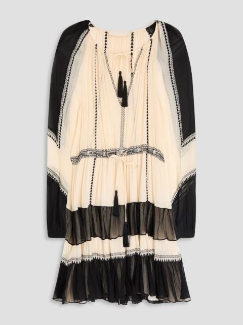 ULLA JOHNSON Loreli embroidered silk-crepon mini dress