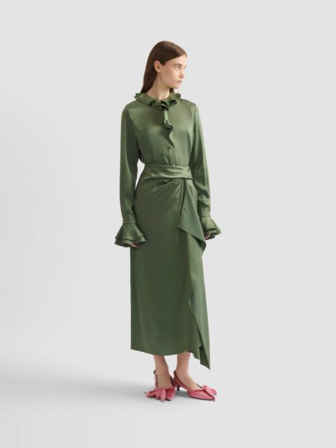 Erdem SATIN CADY DRAPED MIDI SKIRT