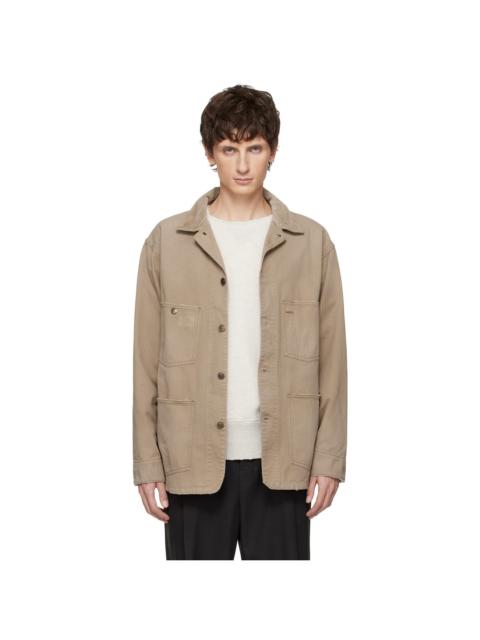Maison Margiela Beige Herringbone Workwear Jacket