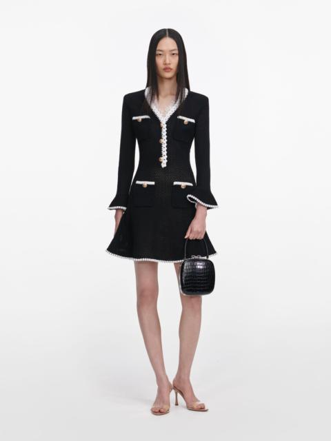 self-portrait Black Lace Trim Knit Mini Dress