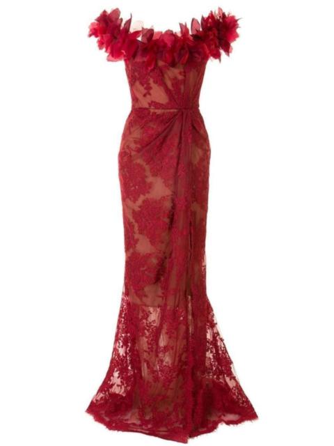 Other Designers Floral Lace Off-The-Shoulder Gown