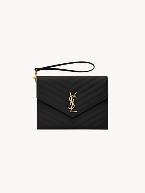 SAINT LAURENT CASSANDRE MATELASSÉ FLAP POUCH IN GRAIN DE POUDRE LEATHER