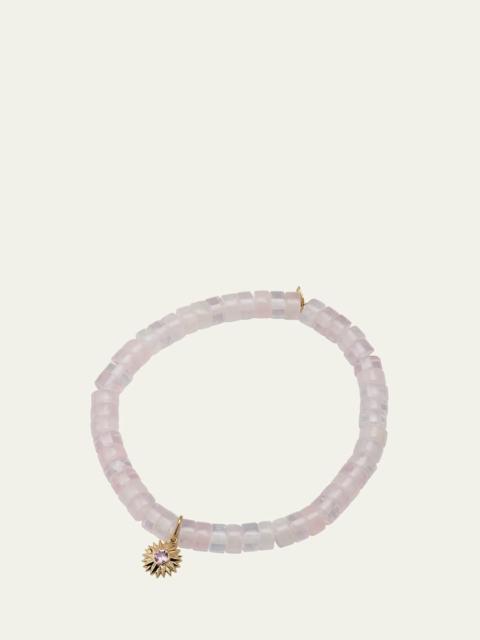 SYDNEY EVAN 14K Yellow Gold Solar Compass Pink Sapphire Charm Bracelet