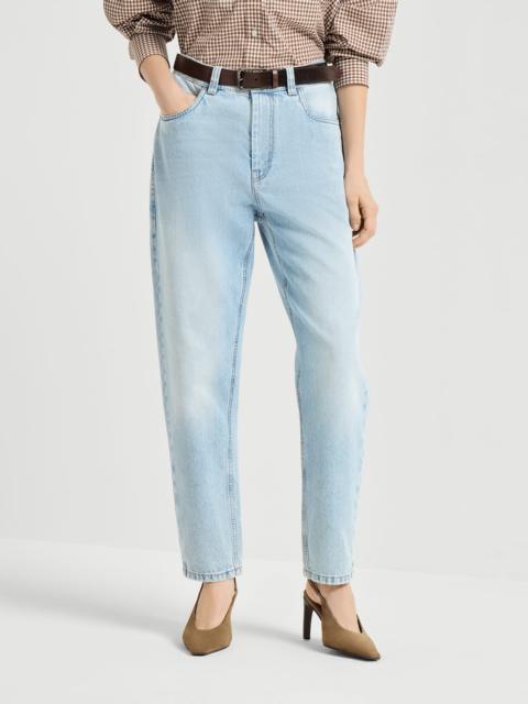 Brunello Cucinelli Authentic denim baggy tapered trousers with monili