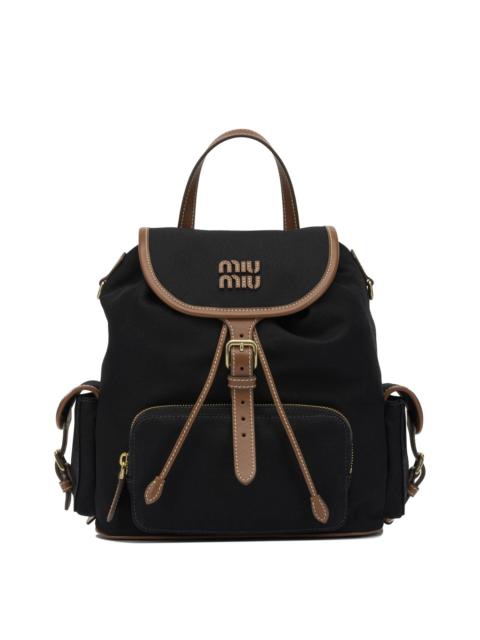Miu Miu Miu Miu Hemp and Leather Backpack Black