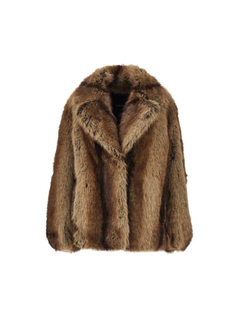 PINKO Pinko Faux Fur Oversized Jacket Brown Women