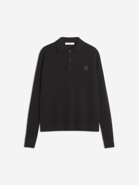 Maison Kitsuné FOX HEAD WOOL RIBBED POLO JUMPER