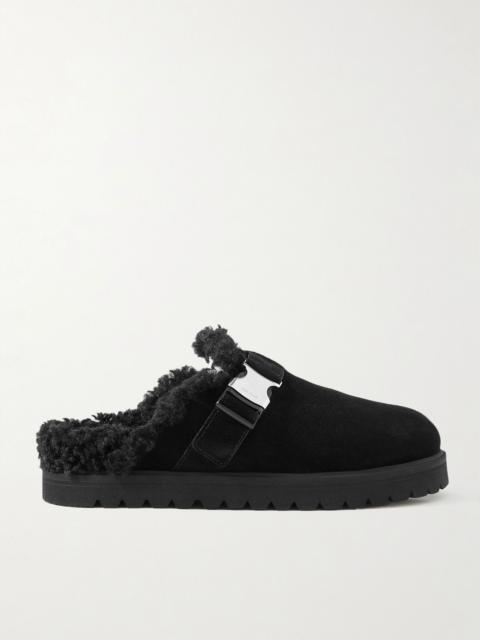 Moncler Mon faux shearling-lined suede mules Black