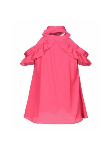 Moschino Boutique Moschino Pink Silk Top Cold Shoulder Front Tie Ruffle SZ 40 IT 6 US NWT