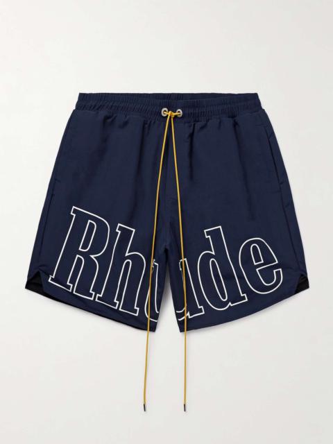 Rhude Straight-Leg Logo-Print Nylon Drawstring Shorts