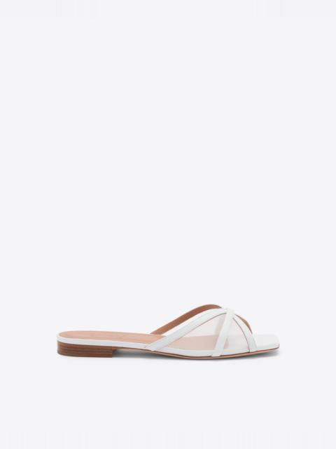 MALONE SOULIERS Perla White Mesh Flat Sandals