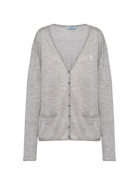 Prada embroidered-logo cardigan