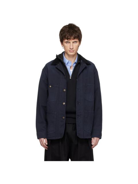 Maison Margiela Navy Herringbone Workwear Jacket