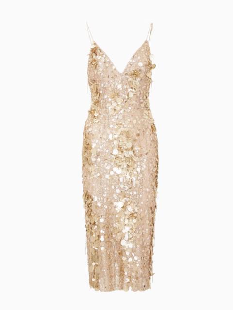 LoveShackFancy Kayleen Sequin Paillette Midi Dress