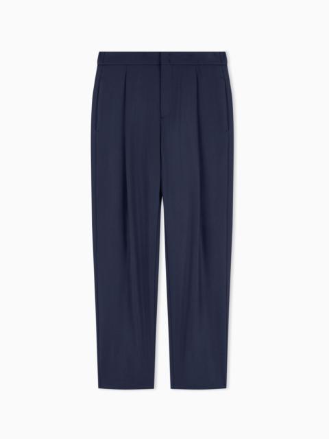 GIORGIO ARMANI WOOL AND CASHMERE CHEVRON TROUSERS