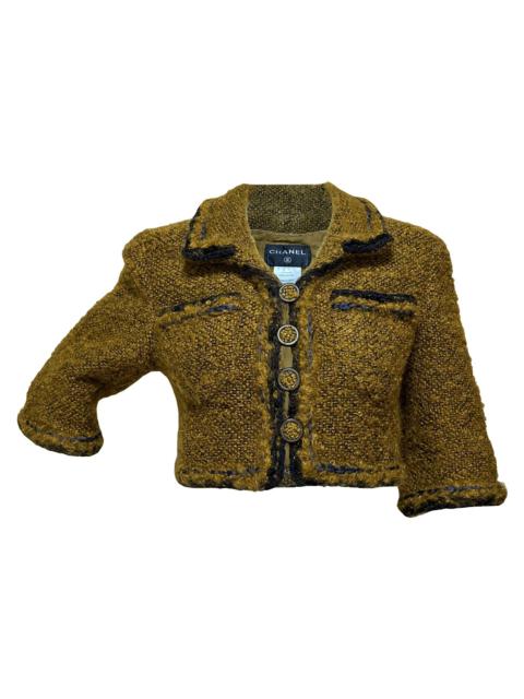 CHANEL Tweed Cropped Button Up Jacket