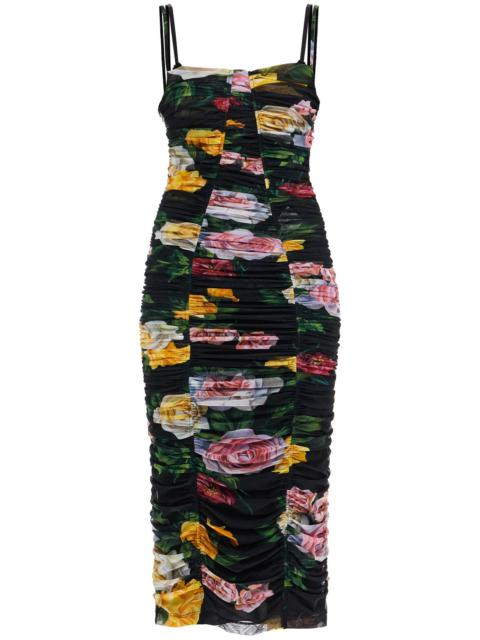 Dolce & Gabbana black floral midi synthetic dress