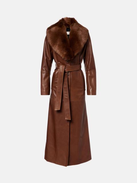 NOUR HAMMOUR Dakota shearling-trimmed leather coat