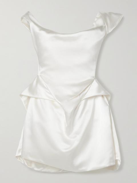 Vivienne Westwood Aurora Off-the-shoulder Draped Silk-satin Mini Dress