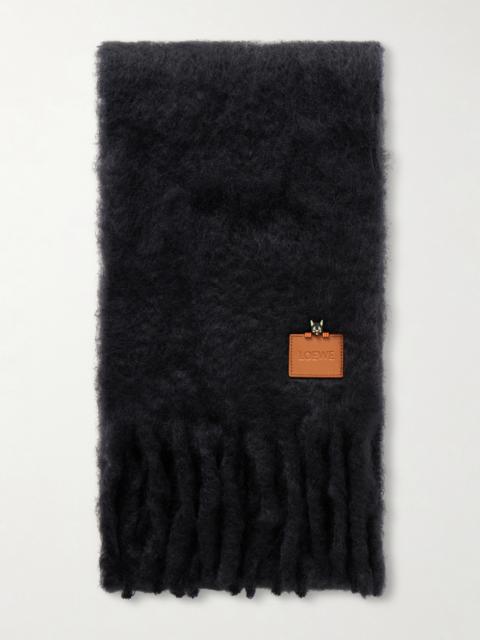 Loewe Appliquéd Embroidered Fringed Mohair-blend Scarf