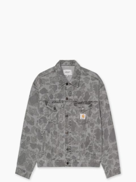 Carhartt CARHARTT WIP DUCK HELSTON JACKET MAITLAND CAMO DUCK DENIM HEAVY BLEACH WASH BLACK