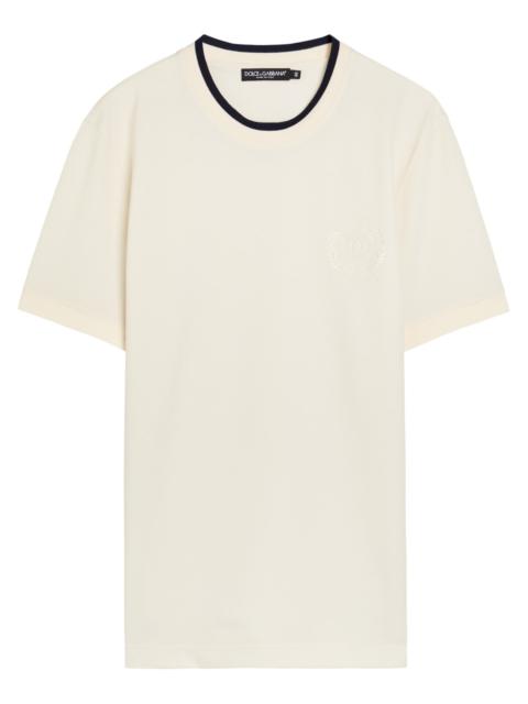 Dolce & Gabbana Dolce & Gabbana Logo-embroidered Piqué Cotton T-shirt