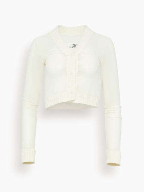 MM6 Maison Margiela Cropped Long Sleeved Top in Dirty White