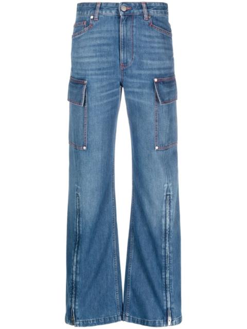 Stella McCartney ankle-zips wide-leg jeans