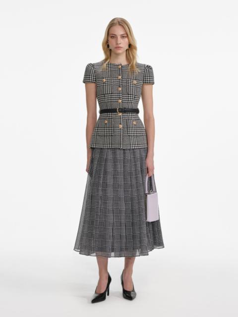 self-portrait Houndstooth Tailored Midi Dress