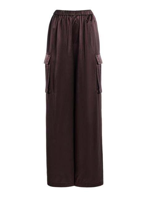 The Frankie Shop Delny Satin Cargo Pants brown