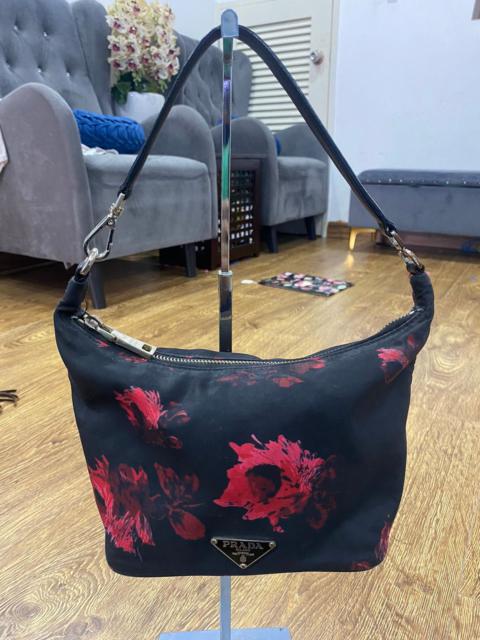 Prada Authentic Prada Tessuto Nyalon Floral Hobo Shoulder Bag