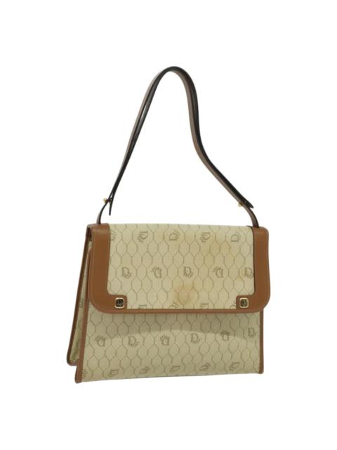 DIOR Honeycomb Canvas Hand Bag Leather Beige