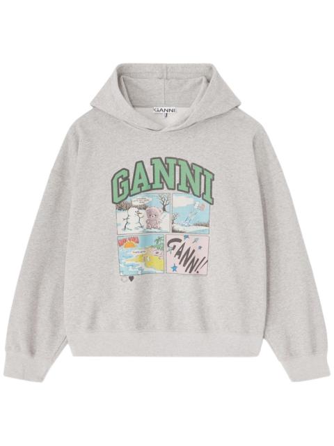 GANNI COTTON SWEATSHIRT WITH LOGO