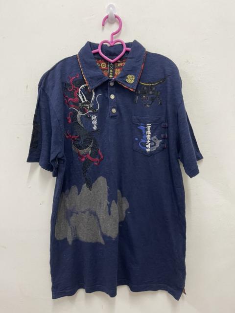 Other Designers Japanese Brand - Rare Japanese Sukajan Dragon Single Pocket Polo Shirt