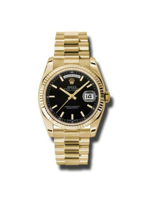 ROLEX Rolex Day-Date Black Dial 18K Yellow Gold President Automatic Men's Watch 118238BKSP