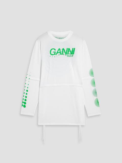 GANNI Layered printed mesh top