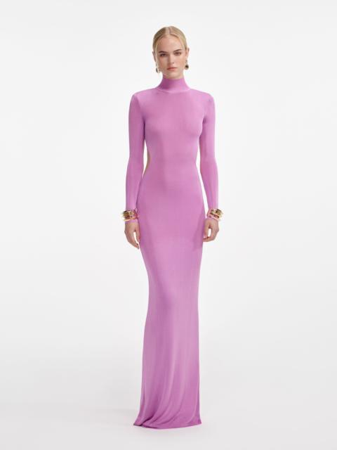 self-portrait Pink Viscose Knit Maxi Dress