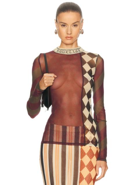 Jean Paul Gaultier Mesh Patchwork Long Sleeve Top