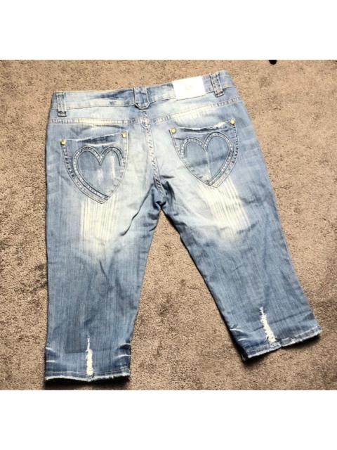 Other Designers Vintage - y2k hearts distressed rhinestone distressed shorts jeans lov