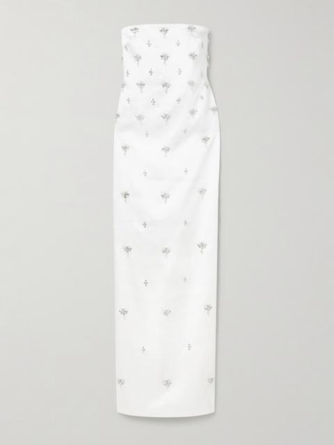 RETROFÊTE Elise Strapless Embellished Satin-crepe Gown