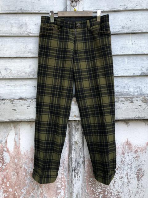 Japanese Brand - Sergeant Service Wool Plaid Green Black Tartan Pant