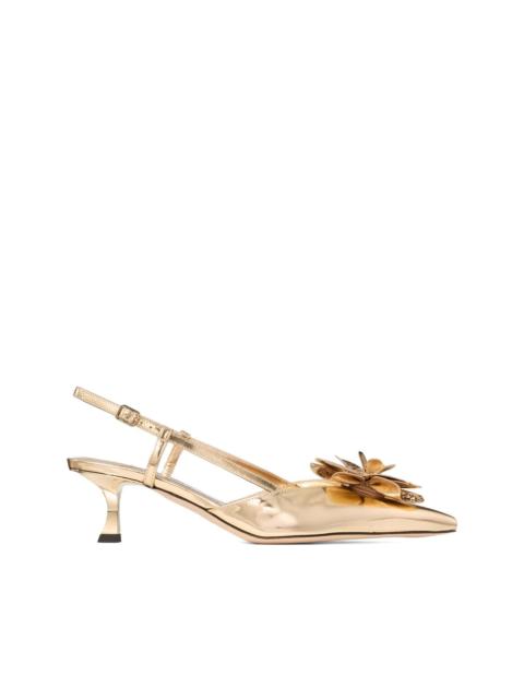 JIMMY CHOO 50mm Mimmi floral sling back pumps