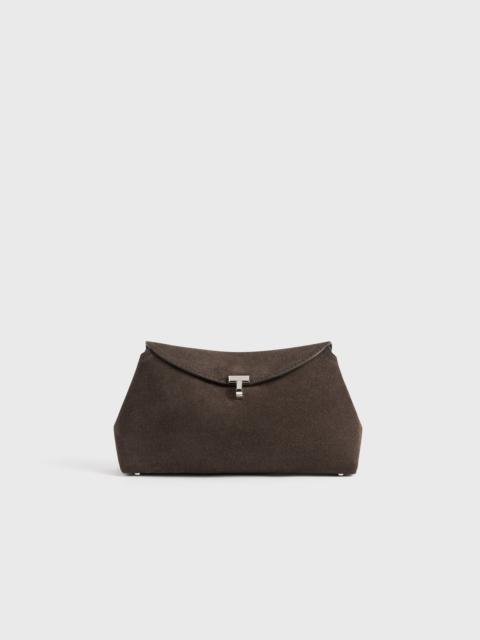 TOTEME T-lock suede clutch brown