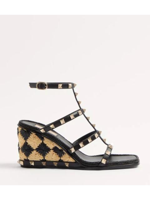 Valentino Valentino Rockstud Checker Embroidery Sandal
