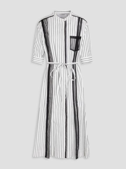 3.1 Phillip Lim Organza-trimmed striped cotton-poplin midi shirt dress