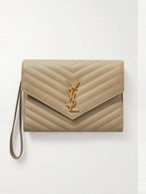 Monogramme quilted textured-leather pouch