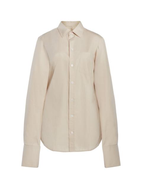 Victoria Beckham Tab Detailed Cotton Shirt taupe